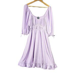 Arula Purple Milkmaid Midi Dress Size X (XL) 1/2 Sleeves Bows Milkmaid Coquette